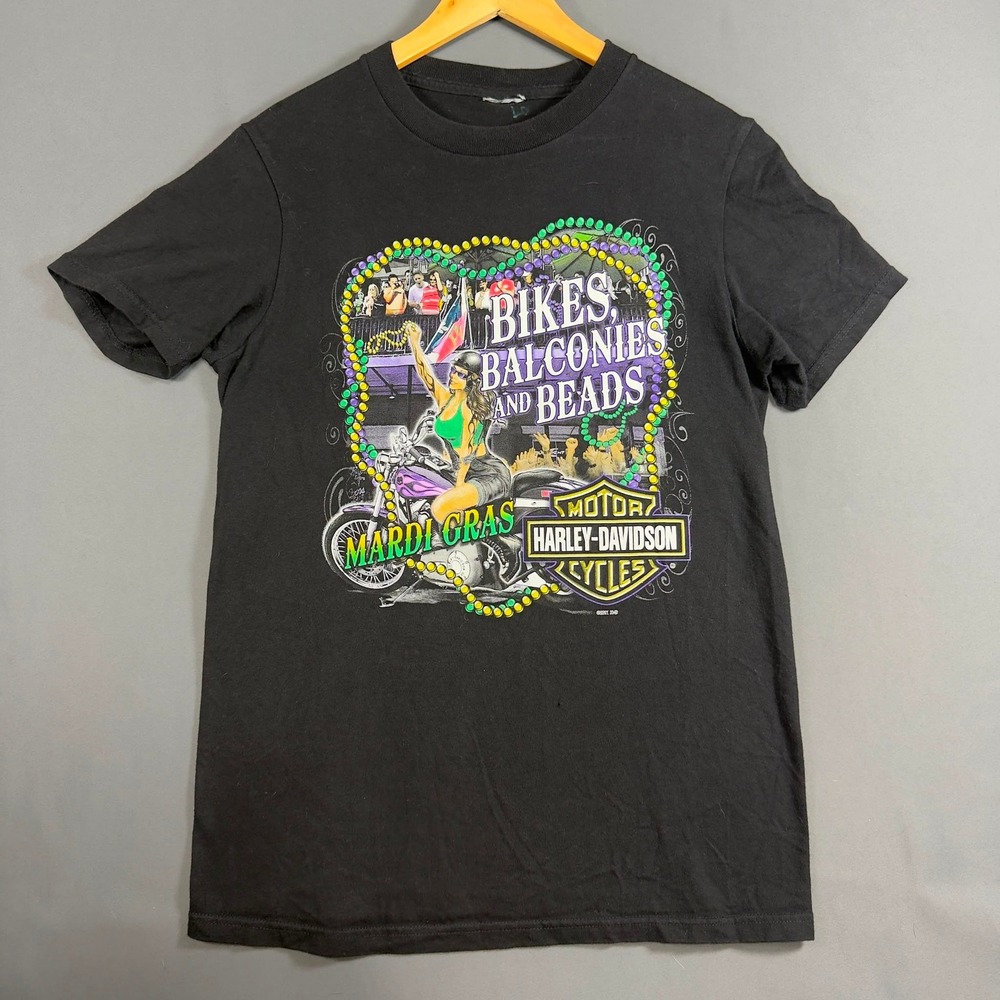 Harley Davidson Mardi Gras Voodoo Graphic T Shirt Womens Large Black 2011
